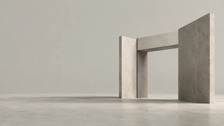 Three stone planes forming an open rectangular frame